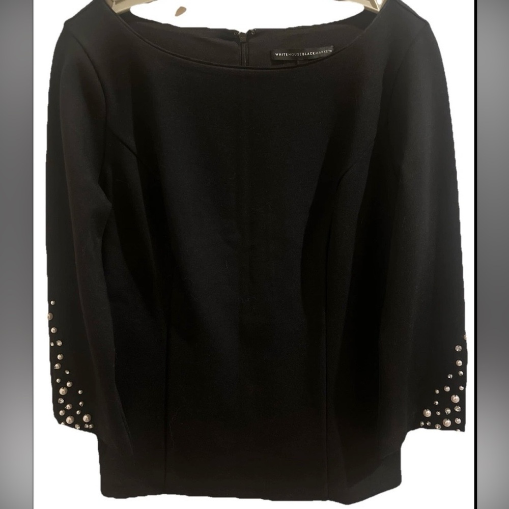 White House Black Market NWT Black Pearl Stud Sleeve Top Size 6